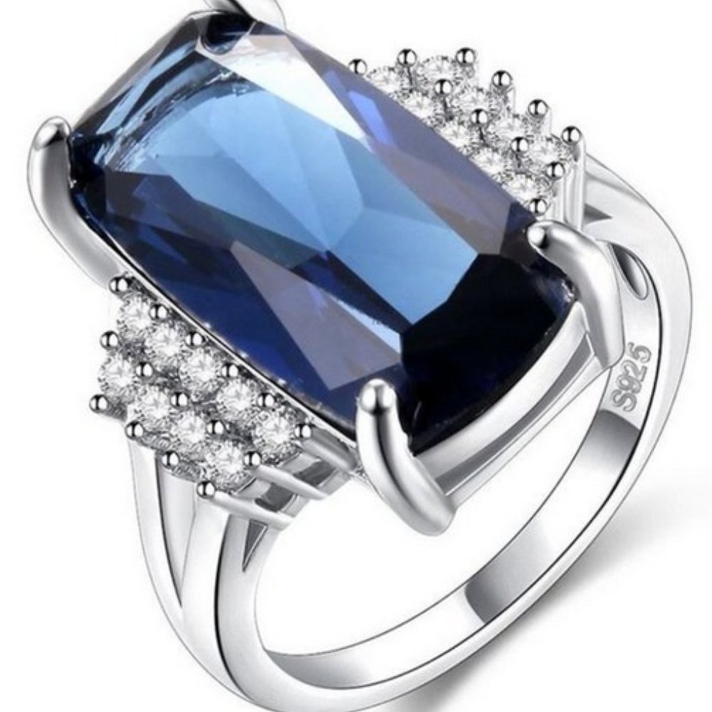 Blue Zirconia Crystal Ring